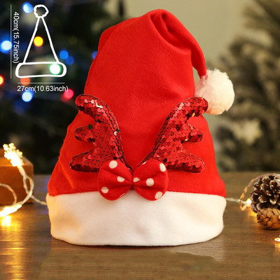 Весела Коледа Шапки с LED светеща декорация Орнамент Xmas Navidad Подаръци Честита Нова Година Шапка Снежен човек ElK Дядо Коледа за дете