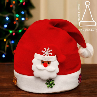 Весела Коледа Шапки с LED светеща декорация Орнамент Xmas Navidad Подаръци Честита Нова Година Шапка Снежен човек ElK Дядо Коледа за дете
