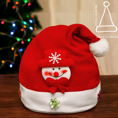 Весела Коледа Шапки с LED светеща декорация Орнамент Xmas Navidad Подаръци Честита Нова Година Шапка Снежен човек ElK Дядо Коледа за дете