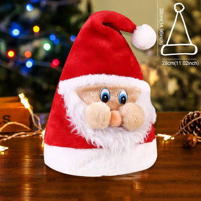 Весела Коледа Шапки с LED светеща декорация Орнамент Xmas Navidad Подаръци Честита Нова Година Шапка Снежен човек ElK Дядо Коледа за дете