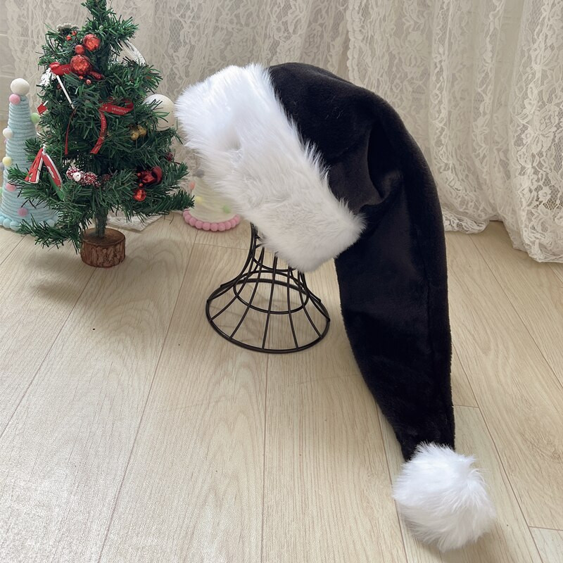 Χριστουγεννιάτικο Μαύρο Κόκκινο Λούτρινο Καπέλο Santa Novelty Καπέλο Παιδικά Χριστουγεννιάτικα στολίδια 2023 Πρωτοχρονιάτικο Σπίτι Άγιος Βασίλης Δώρο για πάρτι