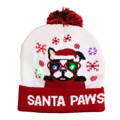 Valgustus jõulumüts Palus kootud jõuluvana LED jõulumüts mündipatareiga Naiste meeste vilkuva peomütsi kaunistus kingitus uuele