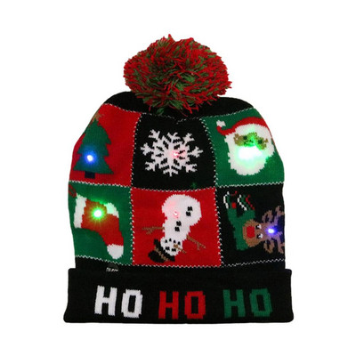 Valgustus jõulumüts Palus kootud jõuluvana LED jõulumüts mündipatareiga Naiste meeste vilkuva peomütsi kaunistus kingitus uuele