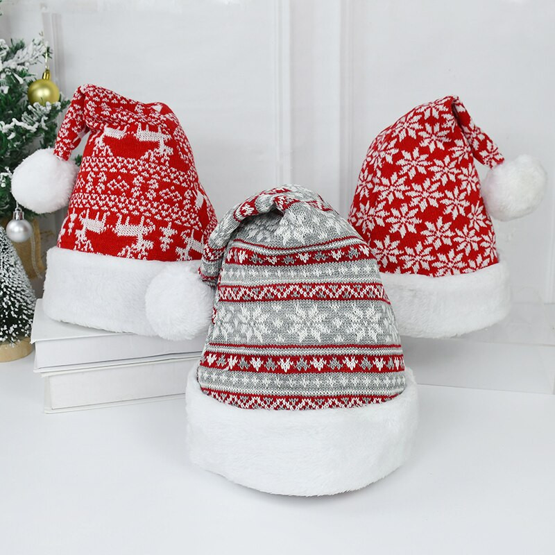 1kom Sretan Božić Šeširi Šešir Zimski deblji pleteni baršunasti Božićni šešir za odrasle Sretan Božićni ukrasi Pokloni Sretna Nova godina