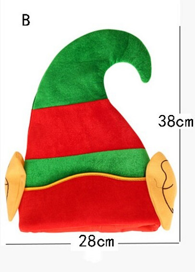 Šešir božićnog vilenjaka, crvene i zelene pruge, traka za glavu, netkana zlatna baršunasta kapa Djeda Mraza s ušima, božićno pokrivalo za zabavu