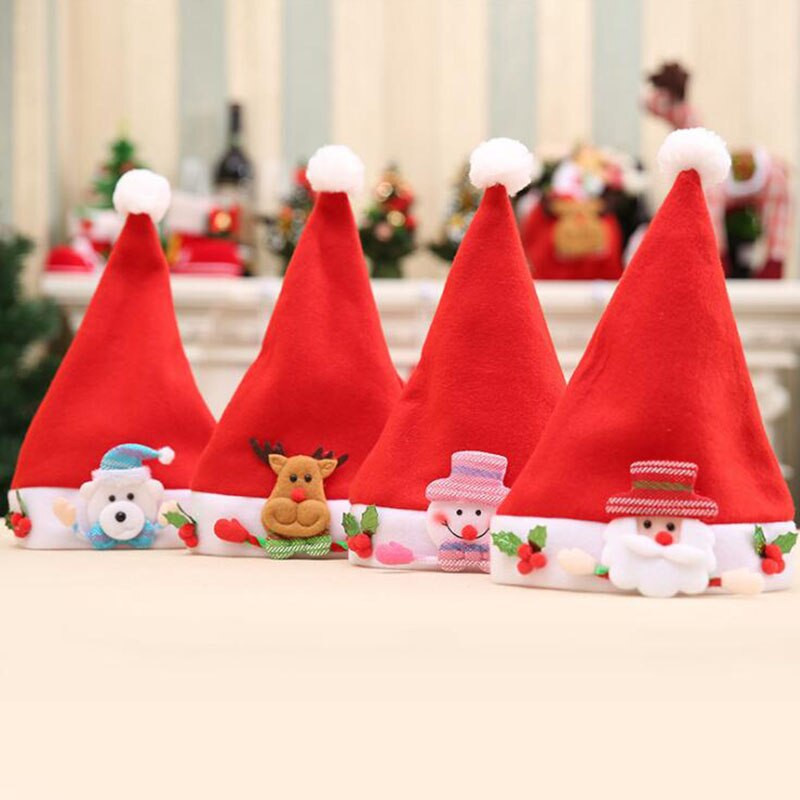 AVEBIEN 10 buc pălărie de Crăciun cu desene animate, copii pentru adulți, petrecere de Crăciun, pălărie de Moș Crăciun, pălărie pentru petrecere de aniversare, accesoriu de performanță pe scenă