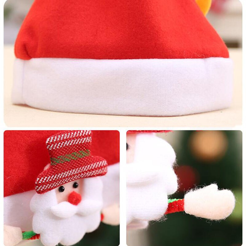 AVEBIEN 10 buc pălărie de Crăciun cu desene animate, copii pentru adulți, petrecere de Crăciun, pălărie de Moș Crăciun, pălărie pentru petrecere de aniversare, accesoriu de performanță pe scenă