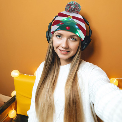 LED božićne kape za odrasle Svjetleći pleteni džemper Božićni šešir Djeda Mraza Zimska bljeskajuća kapa za Božićni poklon za Novu 2021.