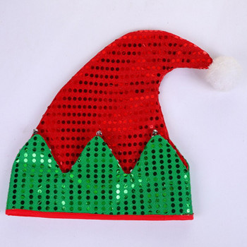 Коледни шапки Червена/зелена горна шапка Блестяща шапка на Дядо Коледа Коледна шапка Семпла 2021 г. Нов дизайн Коледни шапки