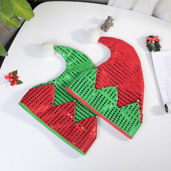 Коледни шапки Червена/зелена горна шапка Блестяща шапка на Дядо Коледа Коледна шапка Семпла 2021 г. Нов дизайн Коледни шапки