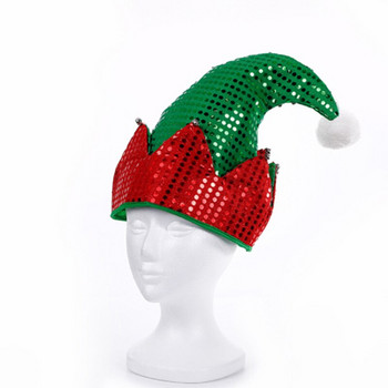 Χριστουγεννιάτικα καπέλα Κόκκινο/πράσινο Καπέλο Top Santa Claus Glitter καπέλο Χριστουγεννιάτικο καπέλο απλό 2021 Νέο σχέδιο Χριστουγεννιάτικα καπέλα