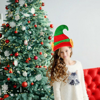 Елфска шапка с уши Коледна елфска филцова шапка Шапка на Дядо Коледа за коледни костюми Аксесоар Парти украса Червен/Зелен