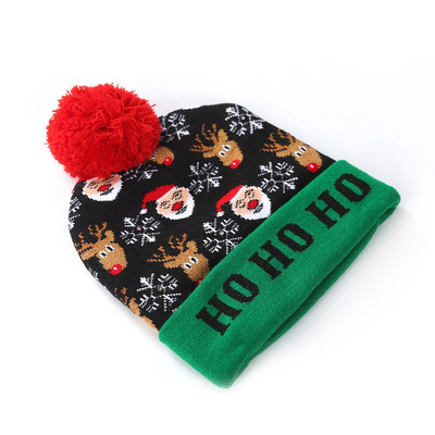 Χριστουγεννιάτικα καπέλα LED Πουλόβερ Santa Elk Πλεκτό καπέλο Beanie With Light Up Cartoon Patteren Χριστουγεννιάτικο δώρο για παιδιά Πρωτοχρονιάτικα προμήθειες