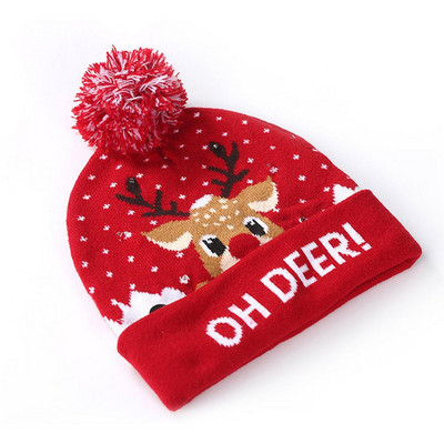 Χριστουγεννιάτικα καπέλα LED Πουλόβερ Santa Elk Πλεκτό καπέλο Beanie With Light Up Cartoon Patteren Χριστουγεννιάτικο δώρο για παιδιά Πρωτοχρονιάτικα προμήθειες