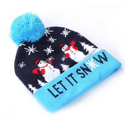 Χριστουγεννιάτικα καπέλα LED Πουλόβερ Santa Elk Πλεκτό καπέλο Beanie With Light Up Cartoon Patteren Χριστουγεννιάτικο δώρο για παιδιά Πρωτοχρονιάτικα προμήθειες