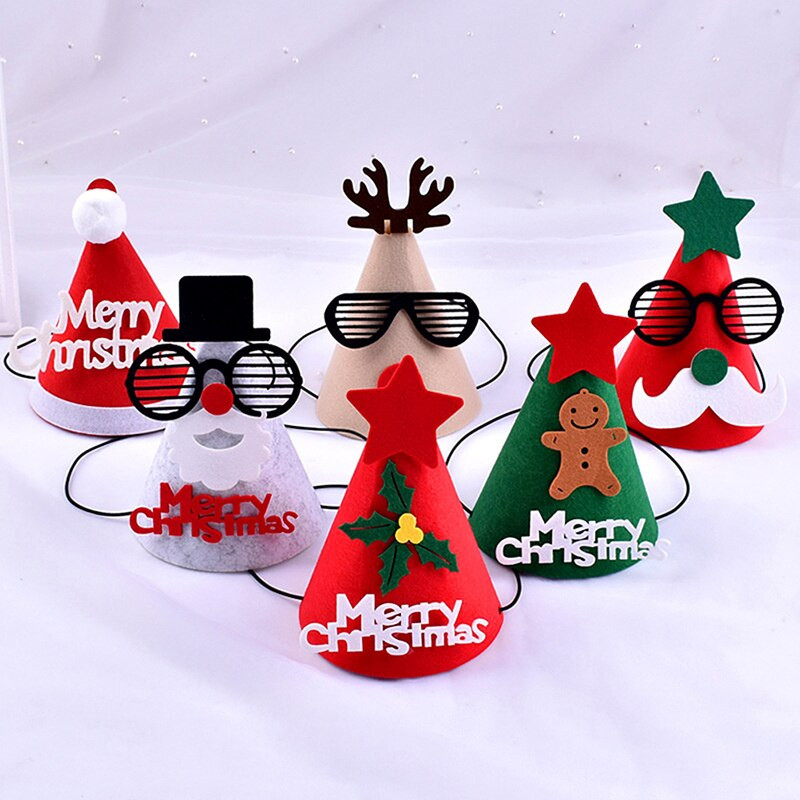 1PC коледна шапка Карикатура Дядо Коледа Лос Снежен човек Весела Коледа Шапка Коледни декорации за дома Консумативи за коледно парти