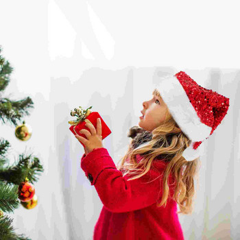 Шапка Коледни шапки на Дядо Коледа Плюшени шапки Възрастен Клаус Червена шапка Празнични орнаменти Филц Малки плетени блестящи пайети Реквизит за парти