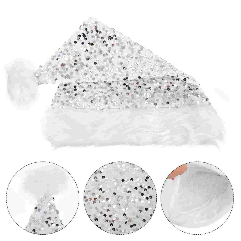 Skrybėlė Kalėdų Kalėdų Senelio kepurės Pliušiniai galvos apdangalai Suaugusiųjų Klausas Raudonkepuris Šventiniai Papuošalai Veltinis Maži Megzti Blizgantys blizgučių vakarėlio reikmenys