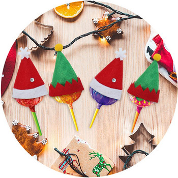 10 бр. Lollipop шапки Lollipop Candy Hat Коледни шапки Lollipop Коледни джобни прибори за хранене Elf Lollipop Hat Коледна шапка Lollipop