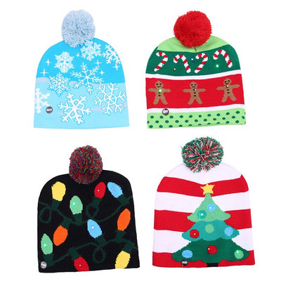 Led Colorful Light Kintting Χριστουγεννιάτικο καπέλο Knit Up Beanie Καπέλο Παιδικά Ενήλικες Παιδικά Καπέλα Χριστουγεννιάτικο πάρτι Δώρα Πρωτοχρονιάς