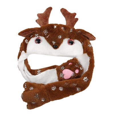 Pălărie de Crăciun Pălărie drăguță cu urechi de elan Căciulă de săritură moale în mișcare Jucărie amuzantă Fete Desene animate Kawaii Pălărie de pluș Cadou pentru copii adulți 2023 Nou
