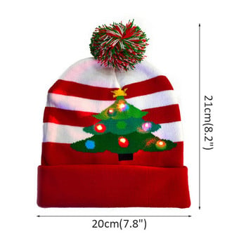 Χριστουγεννιάτικα καπέλα με Led Light Πλεκτό Πλεκτό Πουλόβερ Beanie Χριστουγεννιάτικο ντεκόρ για ενήλικες για παιδιά Χριστούγεννα 2023 Πρωτοχρονιάτικο δώρο