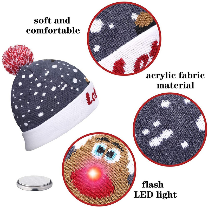 Božićne kape s LED svjetlom Višebojni svijetleći džemper Pletena kapa Božićni ukrasi Božićni novogodišnji dar za djecu 2023.