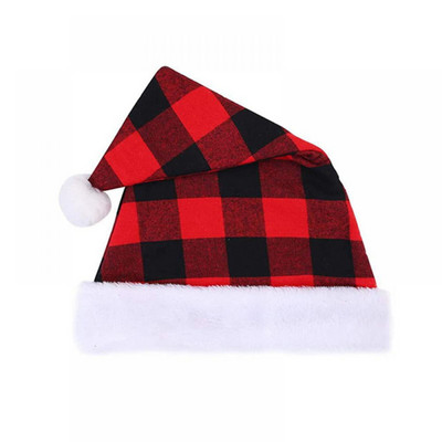Decor de Crăciun Fericit Ornament de decorațiuni pentru casă Pălării de Moș Crăciun Cadou de An Nou Fericit Pălărie de Crăciun Pălării de Crăciun Roșu Negru în carouri Pălării de Moș Crăciun 1/3/5buc