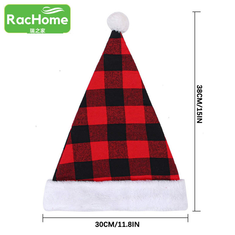 Decor de Crăciun Fericit Ornament de decorațiuni pentru casă Pălării de Moș Crăciun Cadou de An Nou Fericit Pălărie de Crăciun Pălării de Crăciun Roșu Negru în carouri Pălării de Moș Crăciun 1/3/5buc