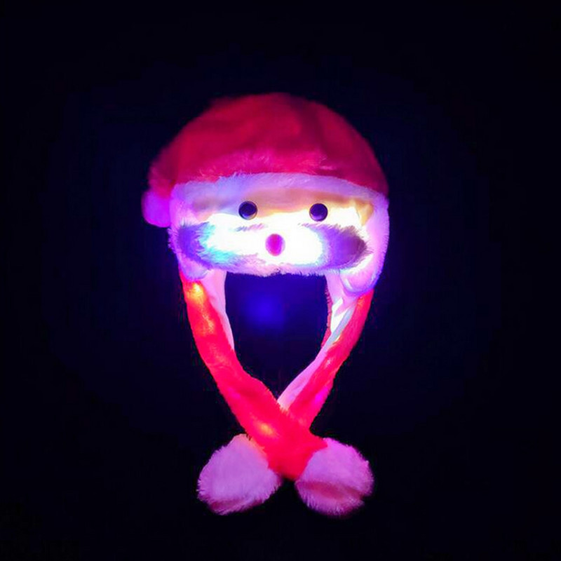 1 tk armsad jõulumütsid LED helendav flanell Tipptasemel jõulumütsid Jõuluvana mütsid Kaunistus pühadekingitused jõulukinke müts