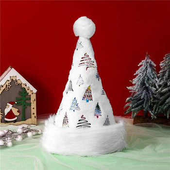 Λευκό μαλακό βελούδινο χριστουγεννιάτικο καπέλο για πάρτι νιφάδα χιονιού Καπέλα Άγιου Βασίλη Λευκό καπέλο Χριστουγεννιάτικης διακόσμησης Πρωτοχρονιάτικο Διακόσμηση Προμήθειες για γιορτινό πάρτι