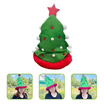 Коледни шапки Шапка Дядо Коледа Дърво за глава Sclaus Празнични шапки Плюшена зелена шапка Подарък Детски грозен декор Шапка Пуловер
