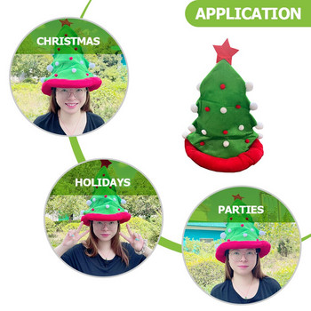 Коледни шапки Шапка Дядо Коледа Дърво за глава Sclaus Празнични шапки Плюшена зелена шапка Подарък Детски грозен декор Шапка Пуловер
