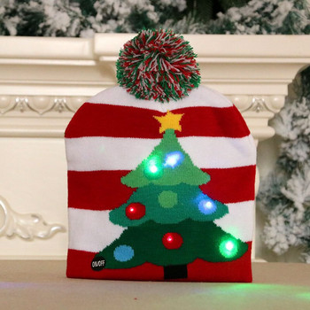 Есен и зима нова коледна шапка Коледна украса за възрастни и деца обща плетена шапка LED светлини с батерия li
