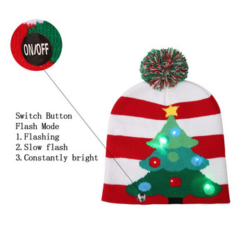 Φθινοπωρινό και χειμώνα νέο χριστουγεννιάτικο καπέλο Χριστουγεννιάτικα στολίδια για ενήλικες και παιδιά γενικά πλεκτό καπέλο φωτάκια LED με μπαταρία li