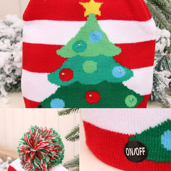 Есен и зима нова коледна шапка Коледна украса за възрастни и деца обща плетена шапка LED светлини с батерия li