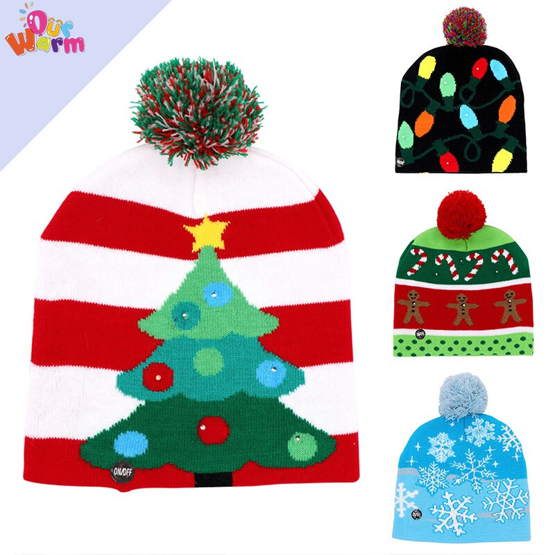 Aytai Smiješne LED svjetleće božićne kape Odrasli Djeca Božićni Djed Božićnjak Pletene kape za Novu godinu Božić Dječji darovi Dekoracije Šeširi za zabave Kape