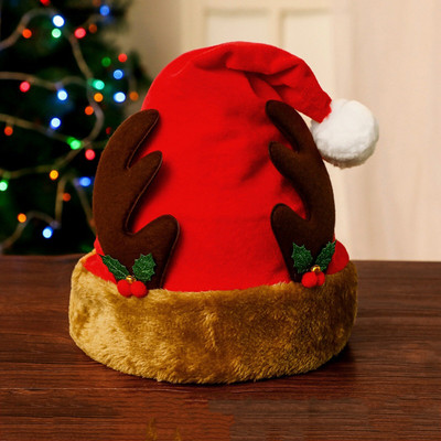 Коледа, Дядо Коледа, празнична удобна шапка за възрастни, деца, допълнително удебелена класическа козина за Коледа, Нова година, празнични партита