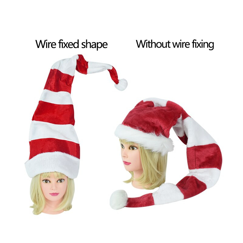 Kalėdinės kepurės ilgos dryžuotos veltinio pliušinės elfų kepurė Kalėdų vakarėlio aksesuaras suaugusiems Kalėdų karnavalo vakarėlio kepurė