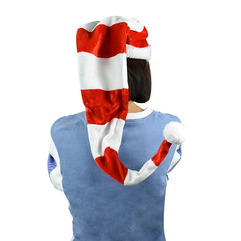 Kalėdinės kepurės ilgos dryžuotos veltinio pliušinės elfų kepurė Kalėdų vakarėlio aksesuaras suaugusiems Kalėdų karnavalo vakarėlio kepurė