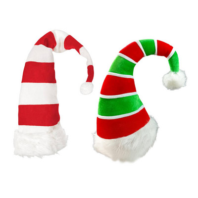 Коледна шапка Декоративна мека плюшена подпора Раирана шапка на Дядо Коледа за Хелоуин