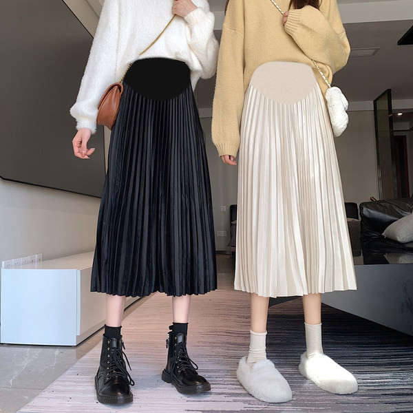 Дамска пола тип плисе за бременни със средна дължина