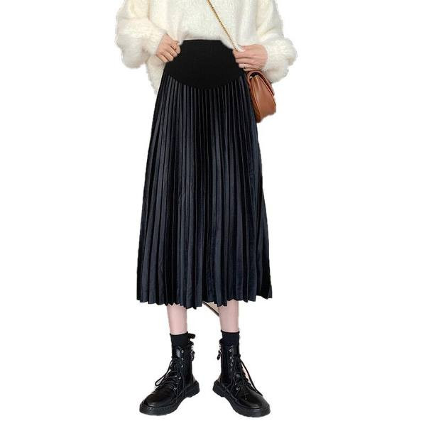 Дамска пола тип плисе за бременни със средна дължина