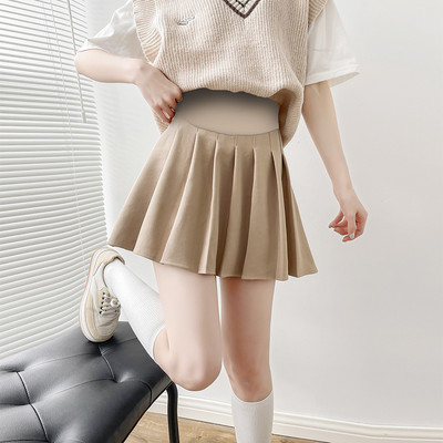 Moteriškas trumpas klostuotas sijonas nėščiosioms