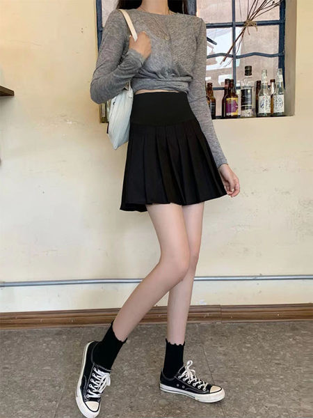 Дамска къса пола тип плисе за бременни