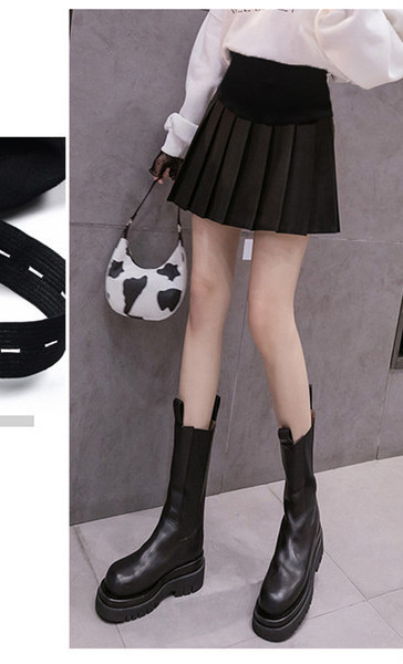 Дамска плисирана зимна пола с висока талия за бременни 