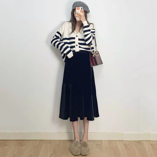 Дамска черна пола за бременни 