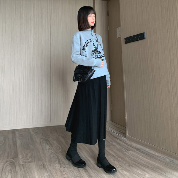 Дамска дълга - плисирана пола за бременни 