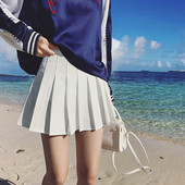 Moteriškas klostuotas sijonas nėščiosioms reguliuojamu juosmeniu