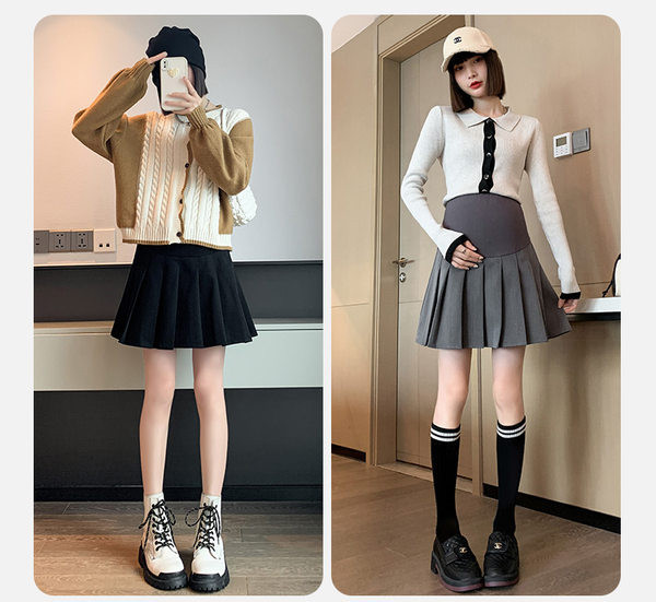 Дамска къса плисирана - пола за бременни 